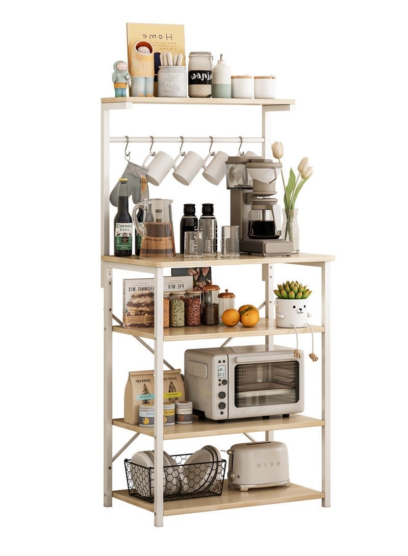 اديببولا "رف تخزين المطبخ ، طاولة زاوية القهوة مع 4 طبقات ، موقف ميكروويف المطبخ مع 5 خطافات على شكل S ، رف تخزين المطبخ للتوابل ، آلة القهوة والأجهزة المنزلية " - Image 2